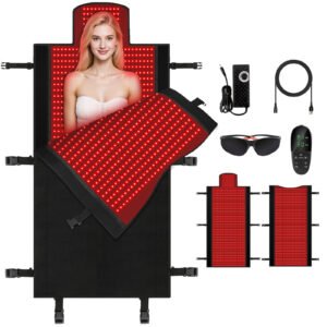 Dual Wavelength LED Beads 660nm&850nm Red Light Therapy Blanket Full Body, Used to Face and Body Pain Relief Skin Health Personal Care, 75" x 35'' (Black)